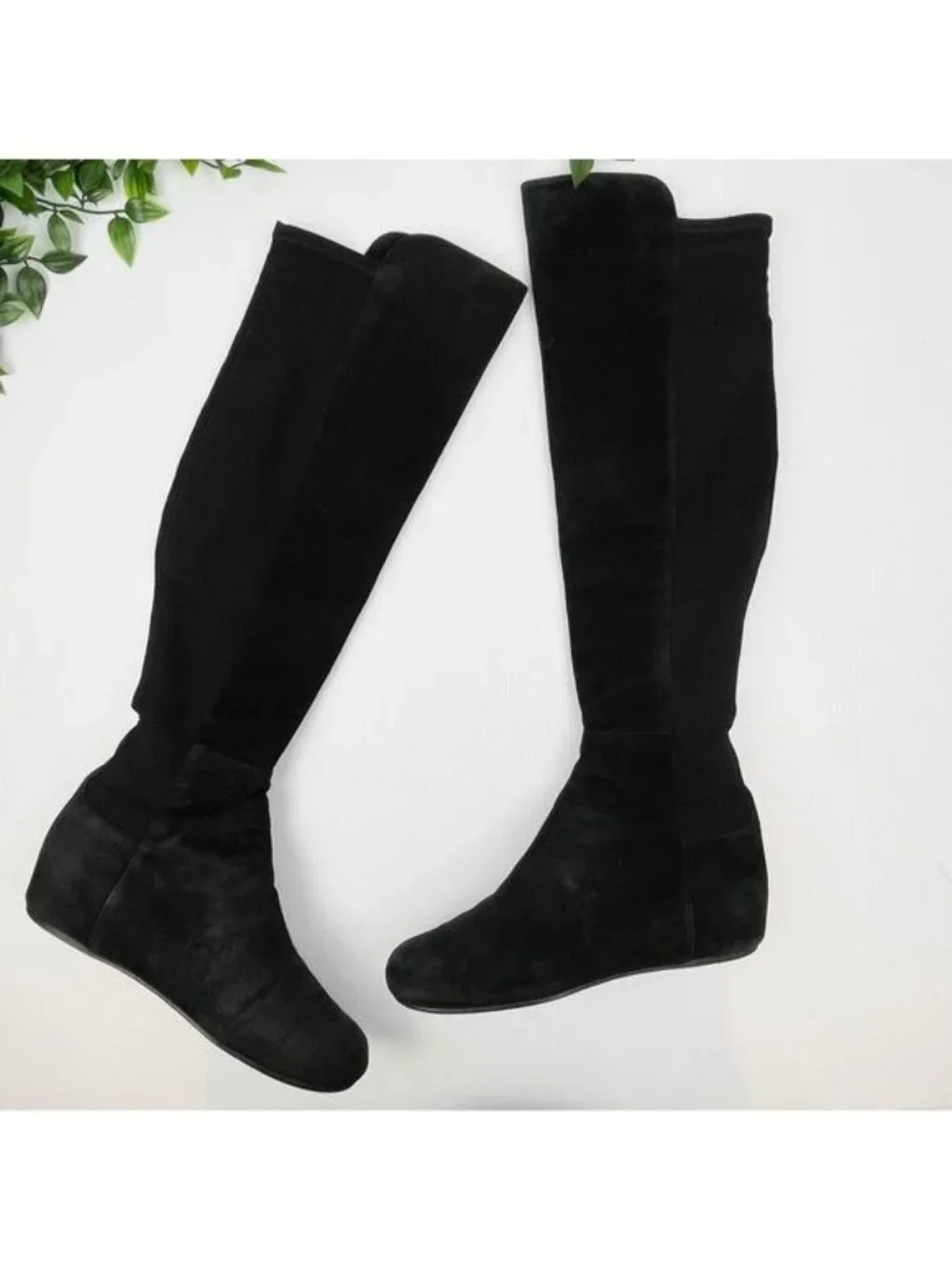 Stuart Weitzman lander otk anthracite suede wedge boots Size 7.5